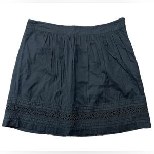 Loft Ann Taylor Black Flirty Bottom Eyelet Design Summer 100% Cotton Skirt